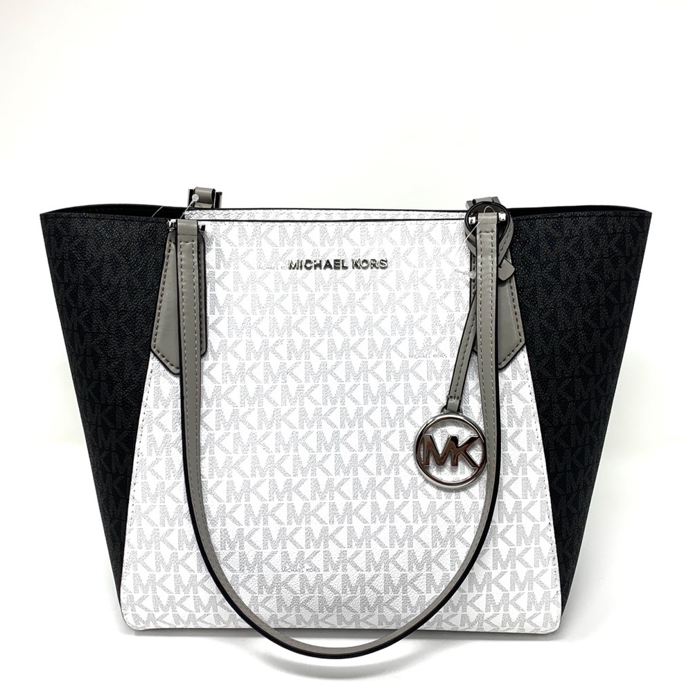 New MK Kimberly SM Bonded Tote Black-White